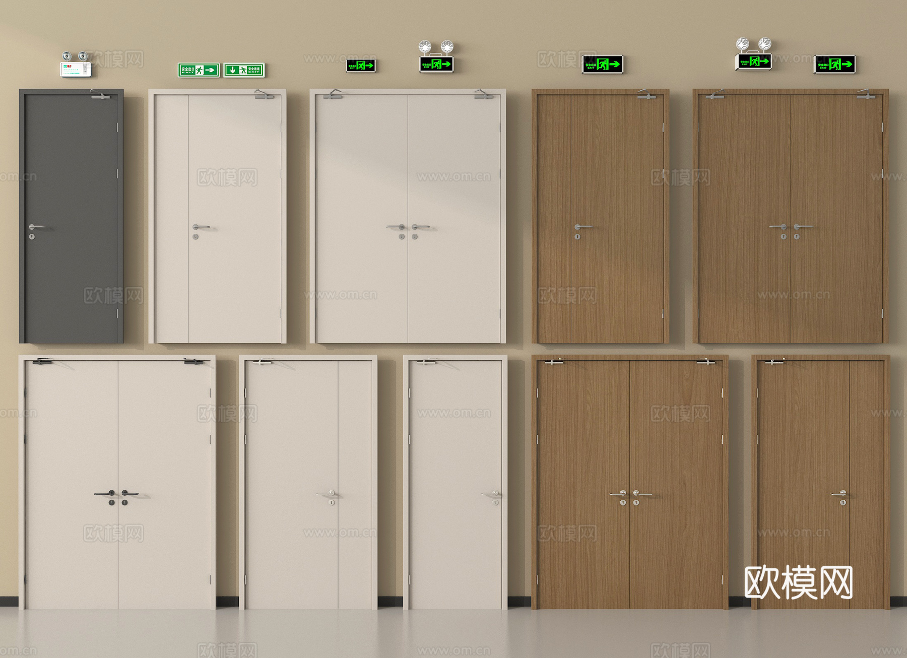 现代消防门 防火门 安全出口3d模型