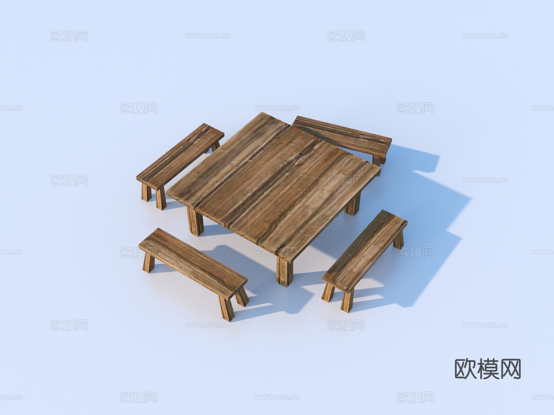 桌子 木桌 四方桌 凳子 游戏道具3d模型
