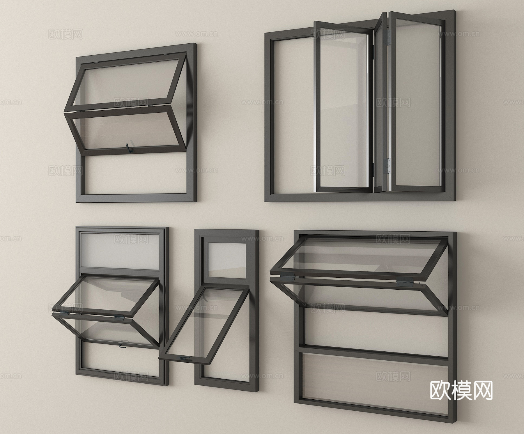 现代折叠窗 上下折叠窗3d模型