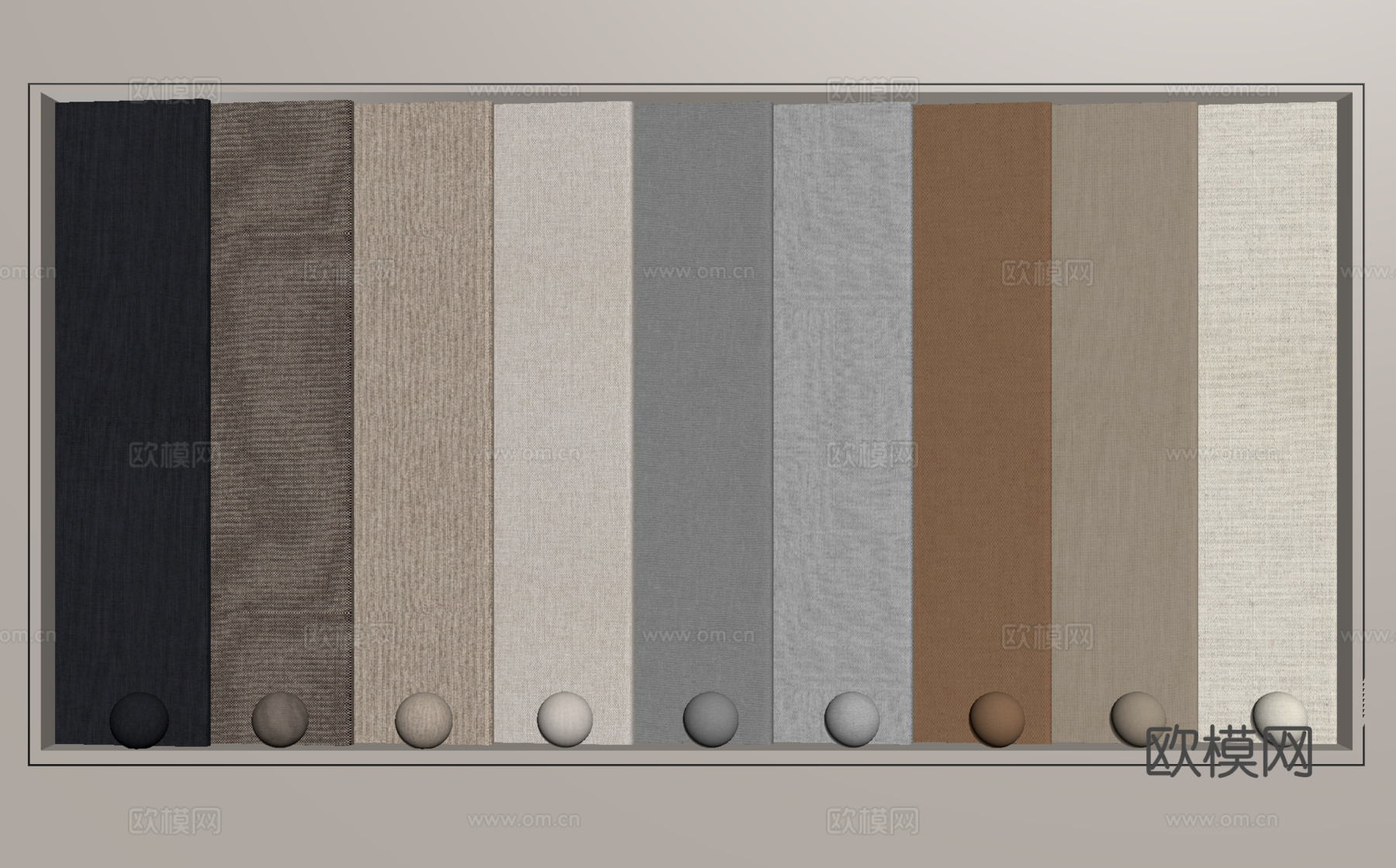 现代墙布 护墙板 布料 墙饰面su模型