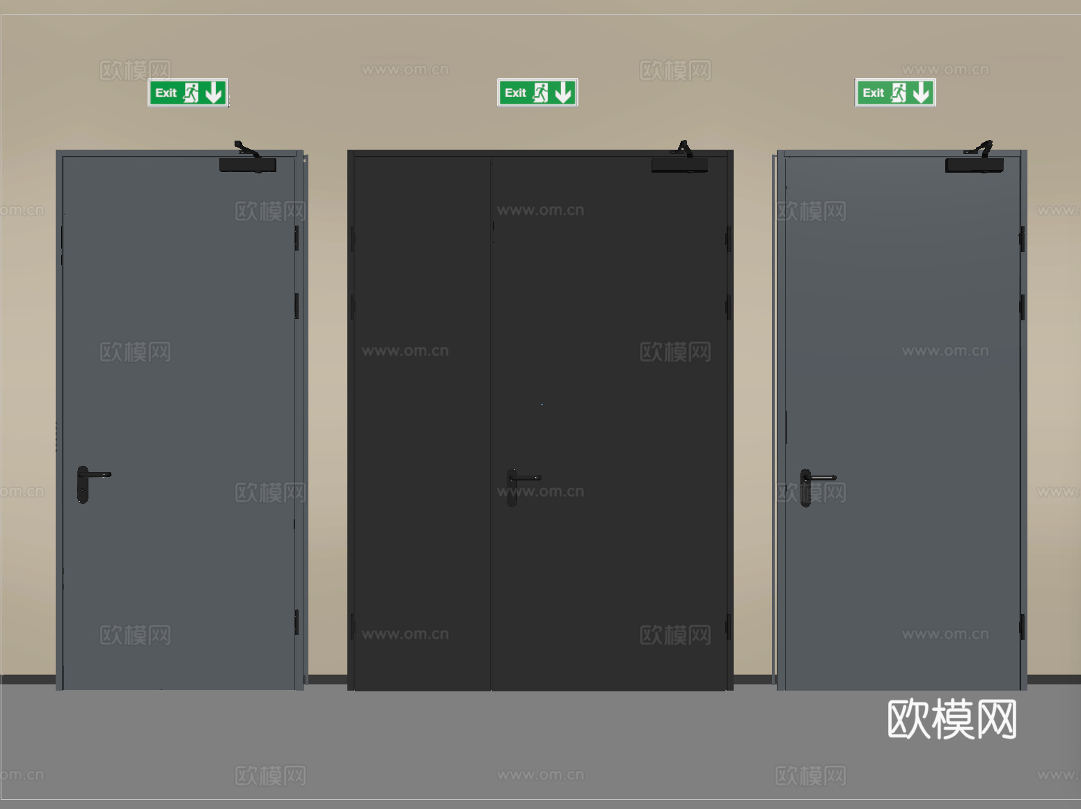 现代消防门 防火门 安全出口su模型