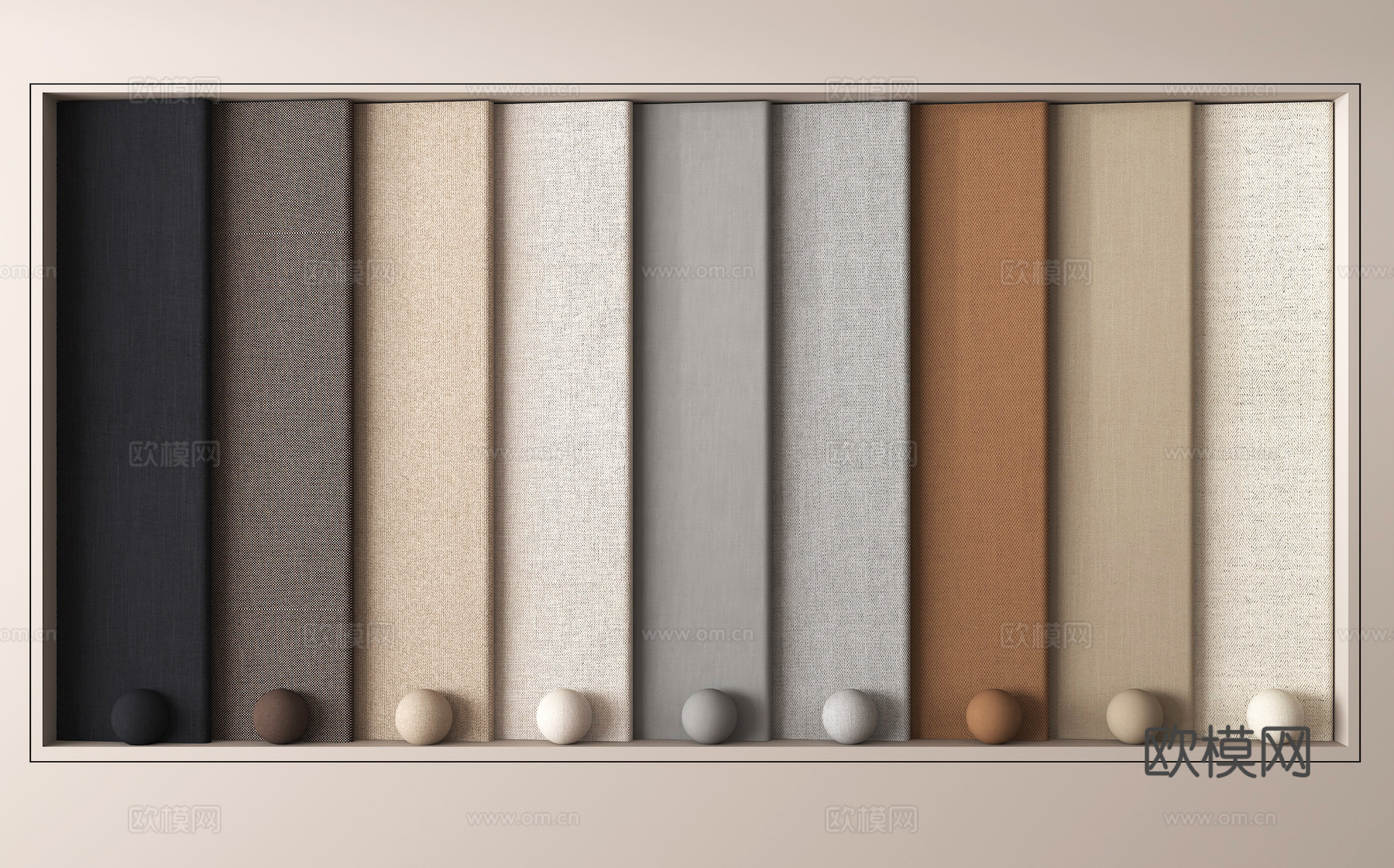 现代墙布 护墙板 布料 墙饰面su模型