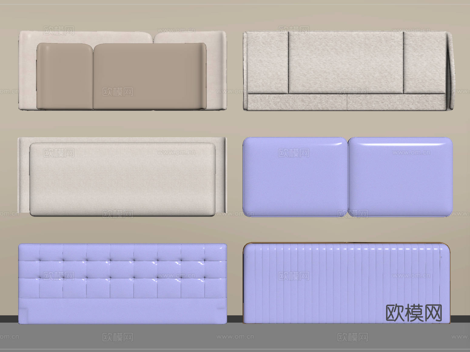 现代床靠背 床品 床头su模型