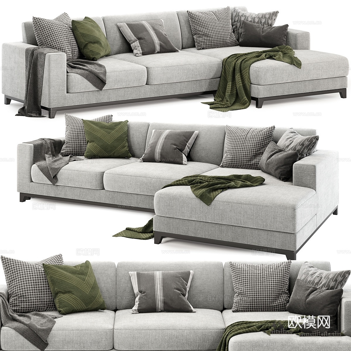 达拉斯左侧三人躺椅3d模型下载