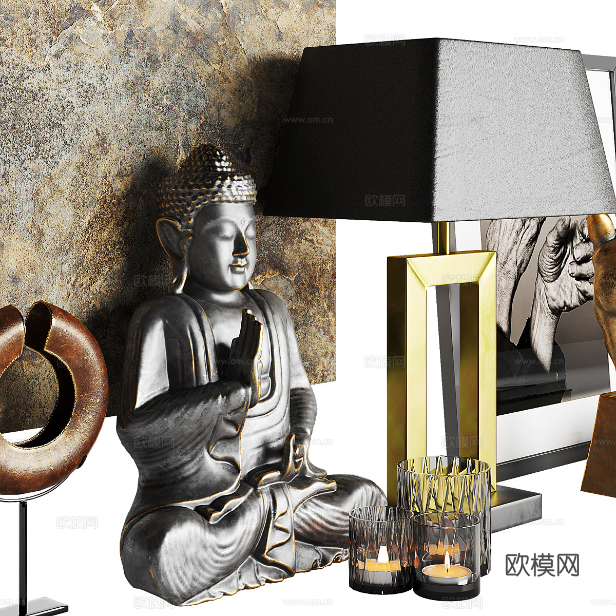 新中式轻奢饰品摆件组合3d模型下载（渲染图4）