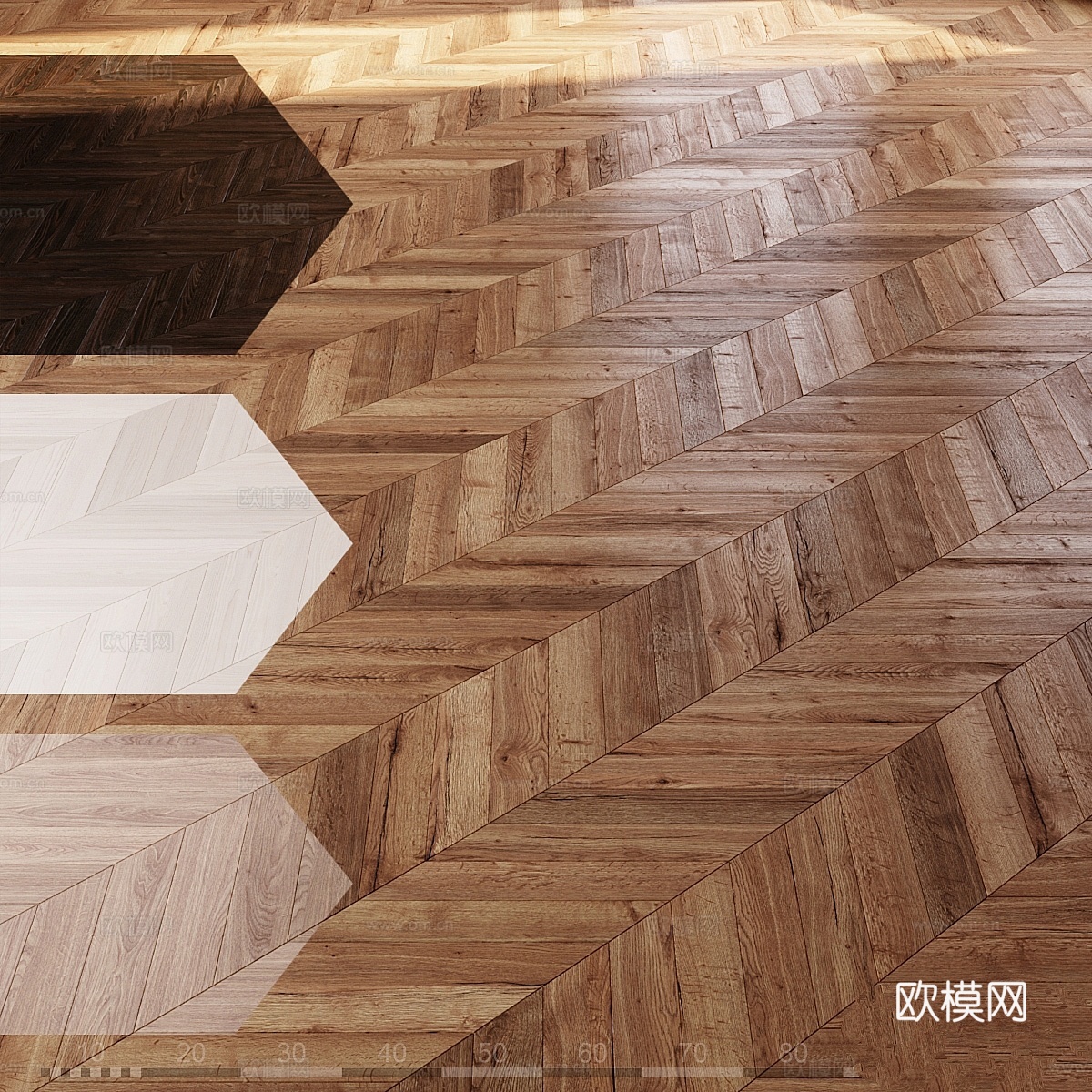 法式人字形地板 四色六尺寸3d模型下载