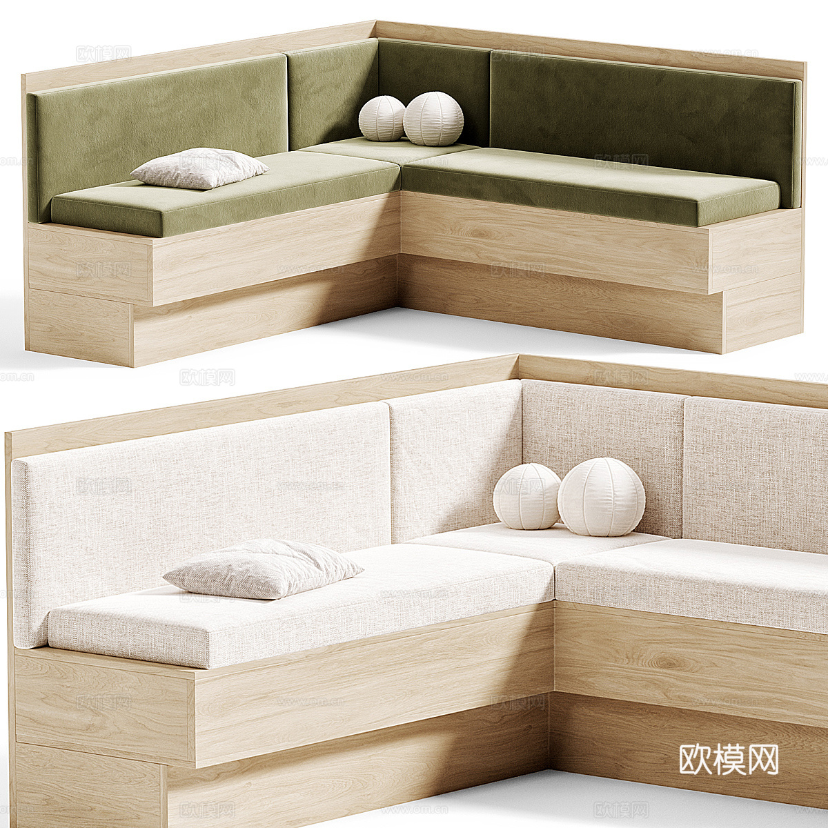 新中式卡座沙发3d模型下载（渲染图4）