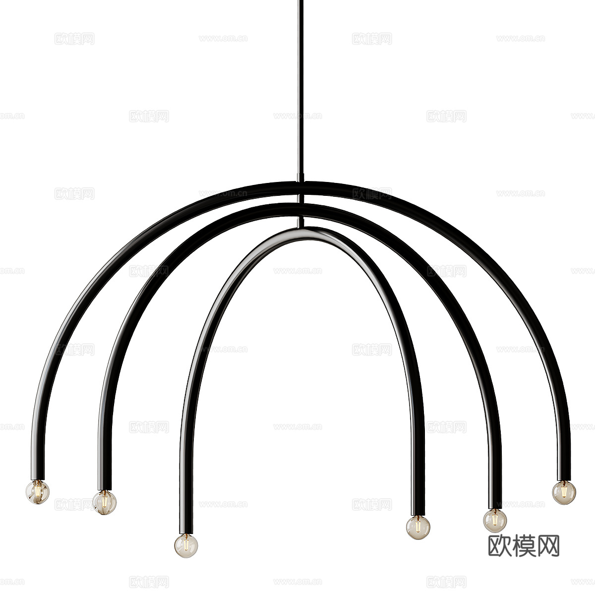 现代轻奢弧形金属装饰吊灯3d模型下载（渲染图4）