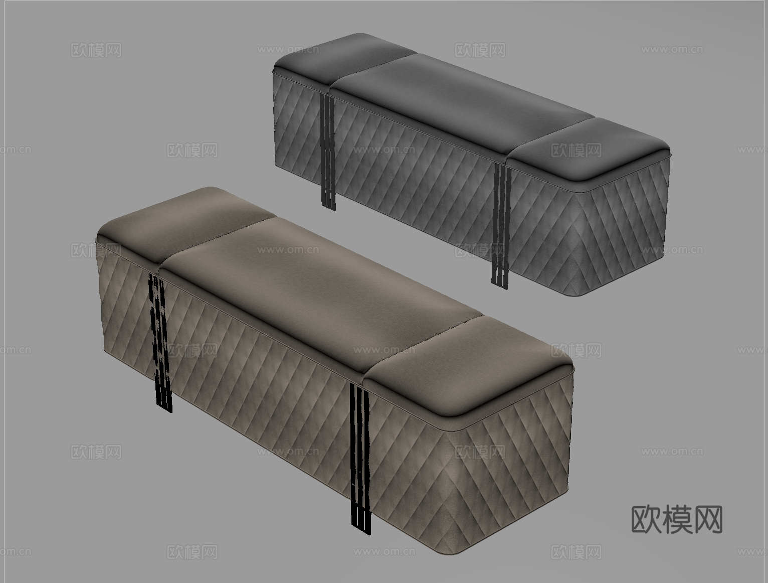 现代沙发凳 床尾凳su模型