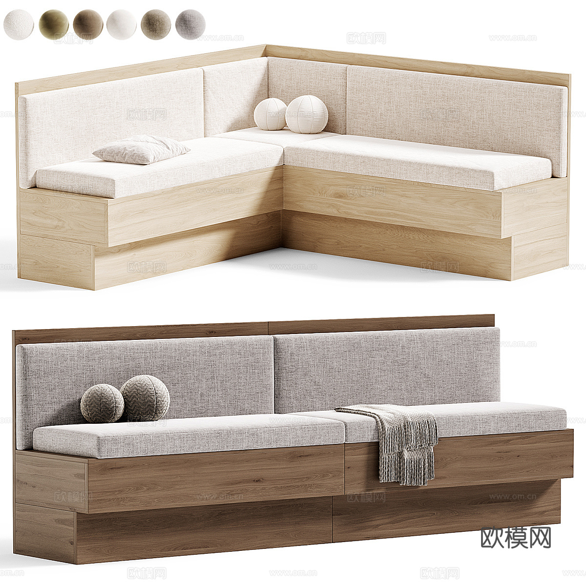 新中式卡座沙发3d模型下载（渲染图3）