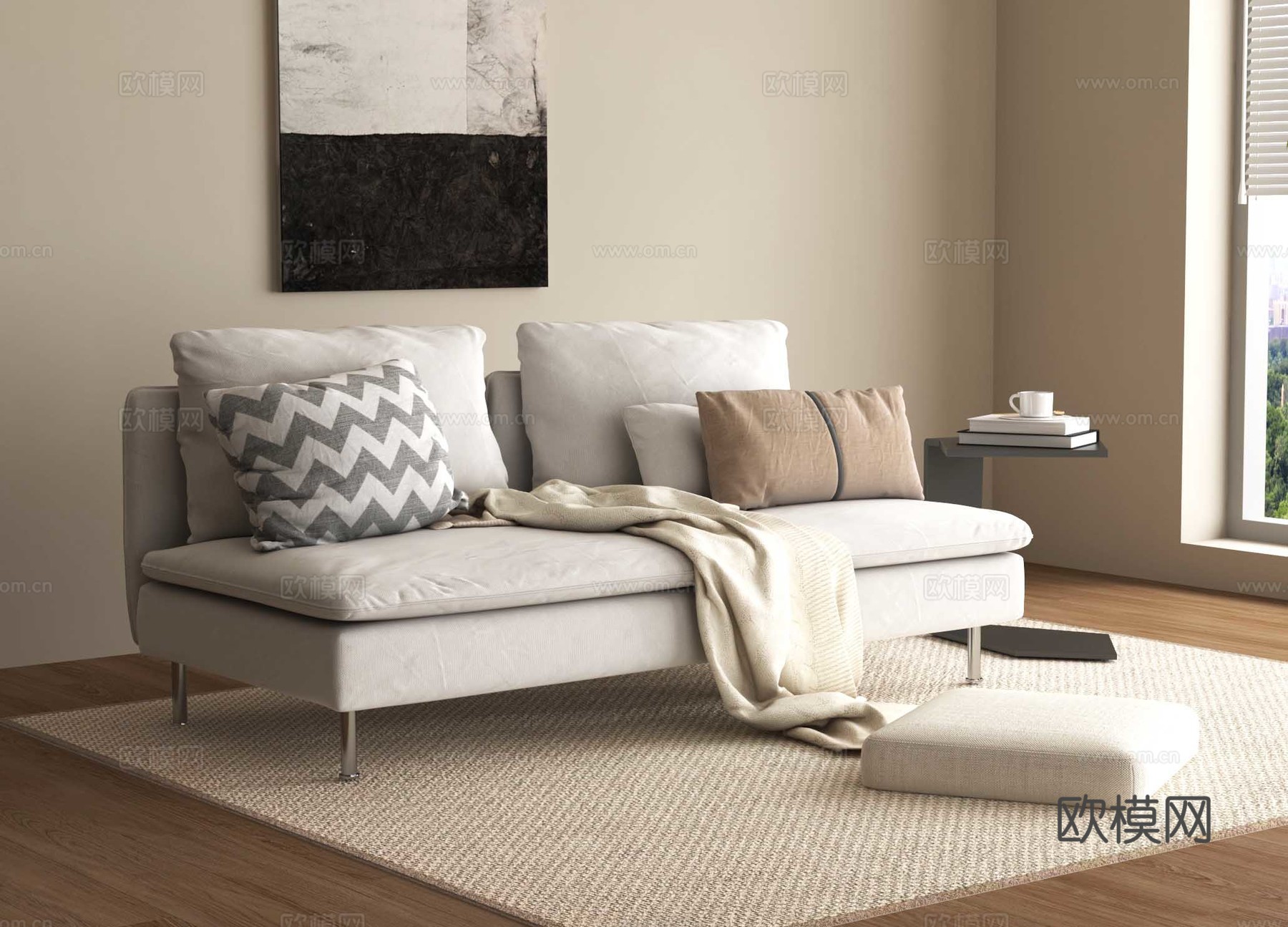 现代双人沙发su模型