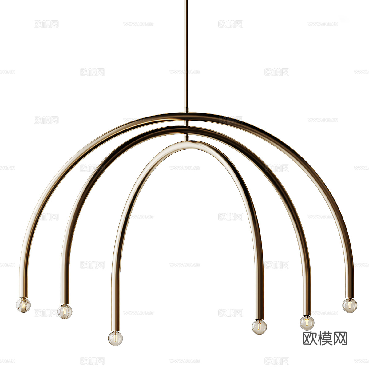 现代轻奢弧形金属装饰吊灯3d模型下载（渲染图1）