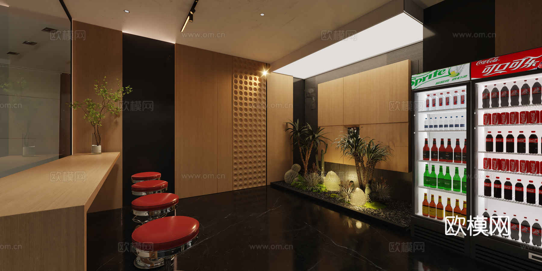 现代原木商务台球厅3d模型下载（渲染图4）