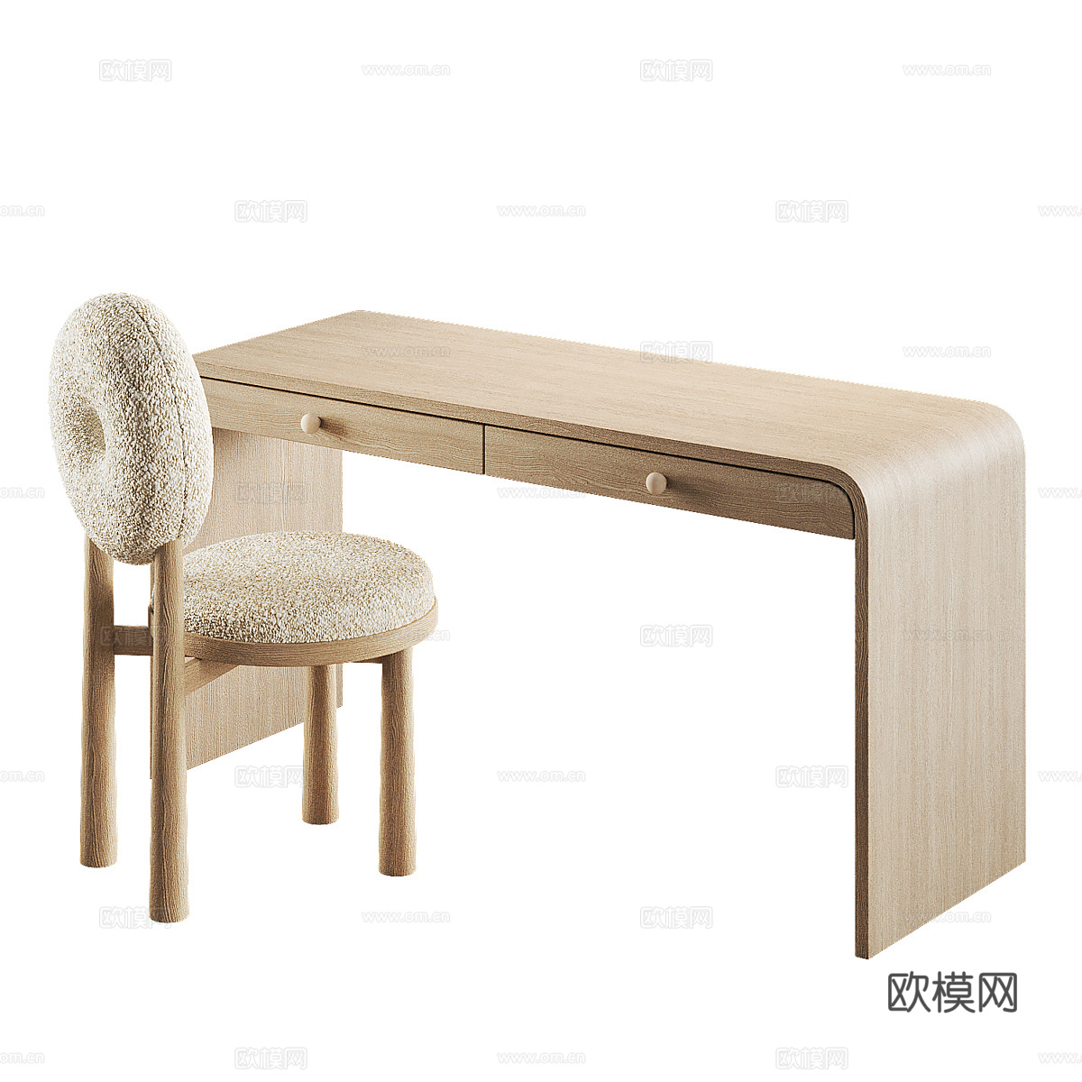 现代儿童书桌椅3d模型下载（渲染图1）