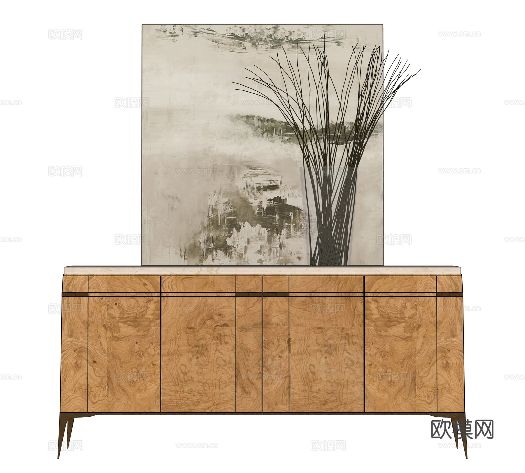 现代边柜 玄关柜 装饰画su模型