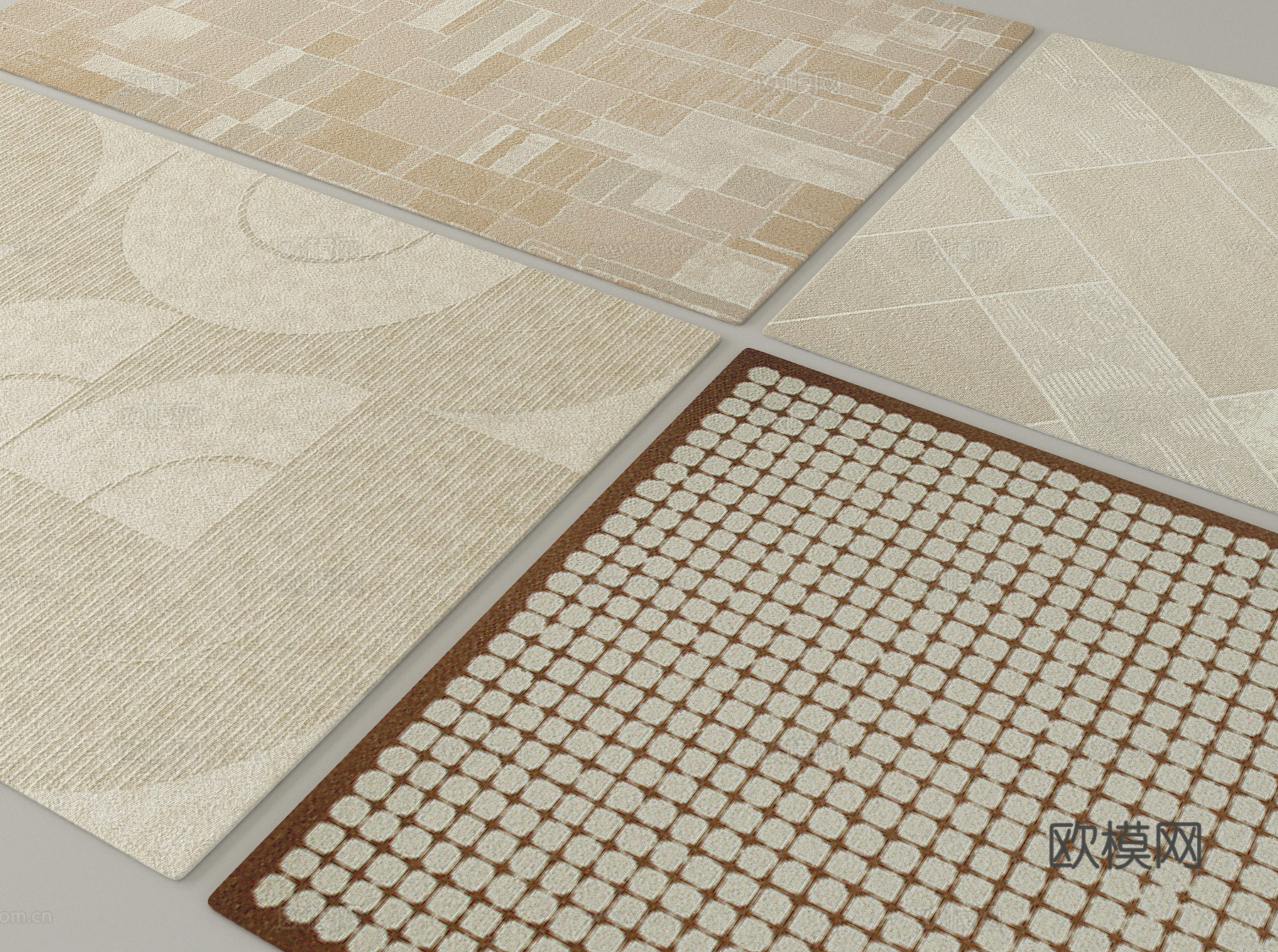 现代地毯组合 方形地毯3d模型下载