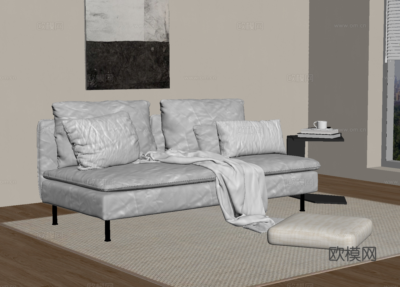 现代双人沙发su模型