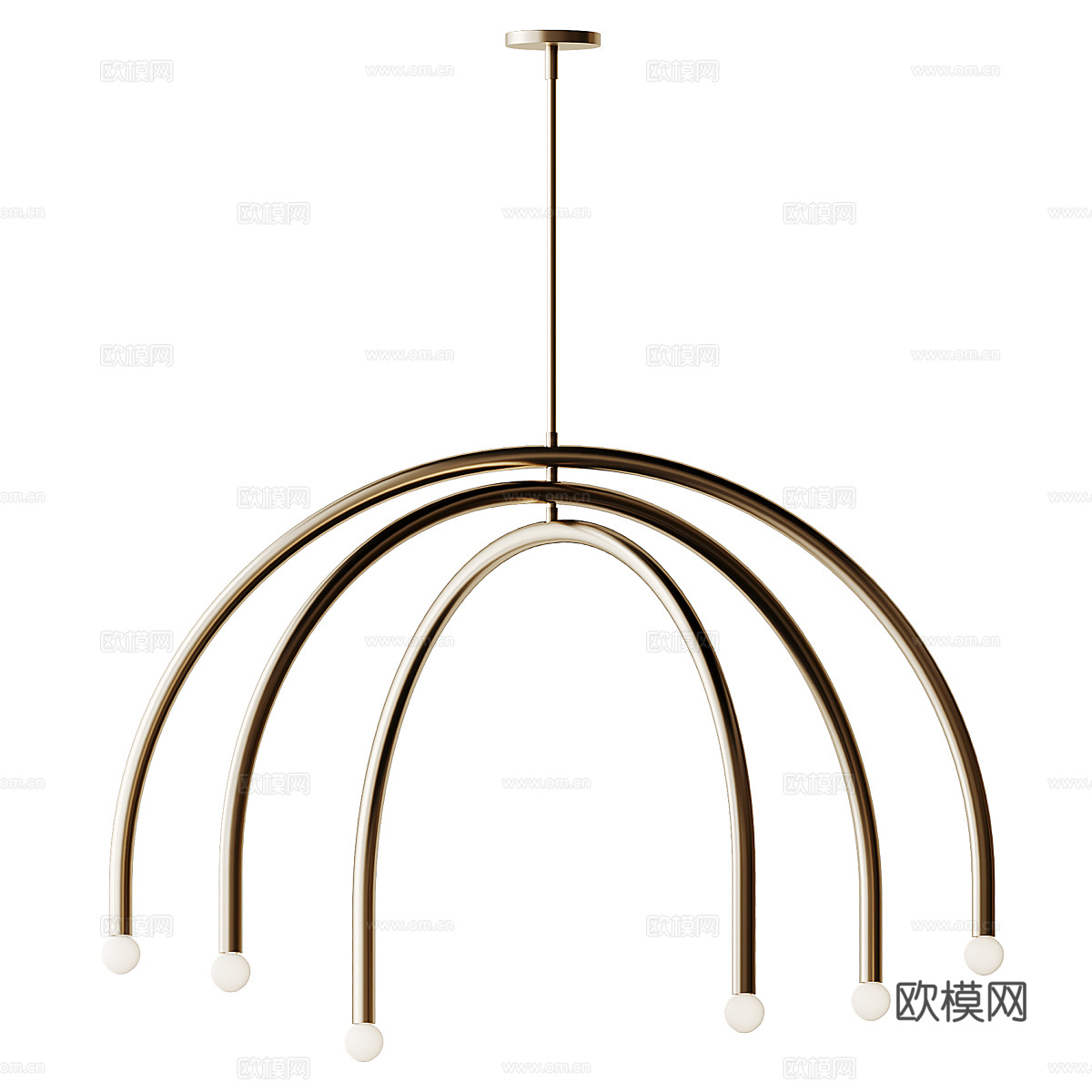 现代轻奢弧形金属装饰吊灯3d模型下载（渲染图6）