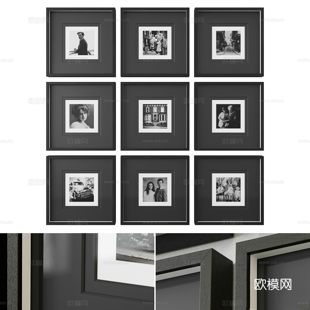 家庭复古照片墙3d模型下载