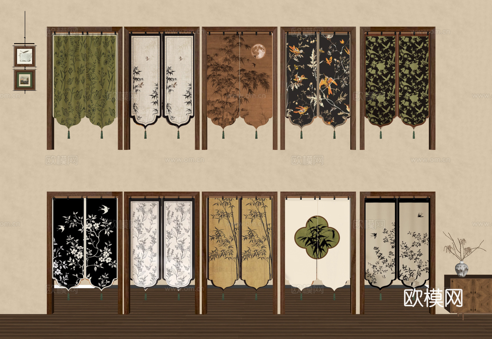 门帘  拉帘 厨房门帘 茶馆门帘  布艺su模型