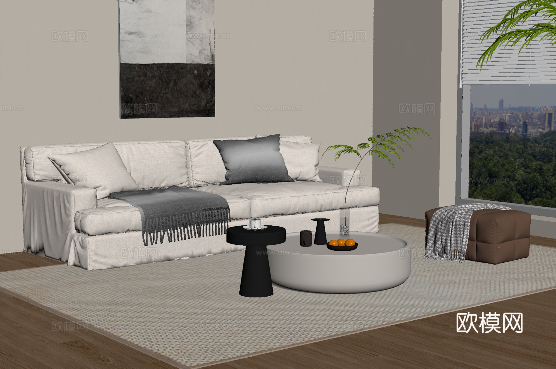 现代双人沙发su模型