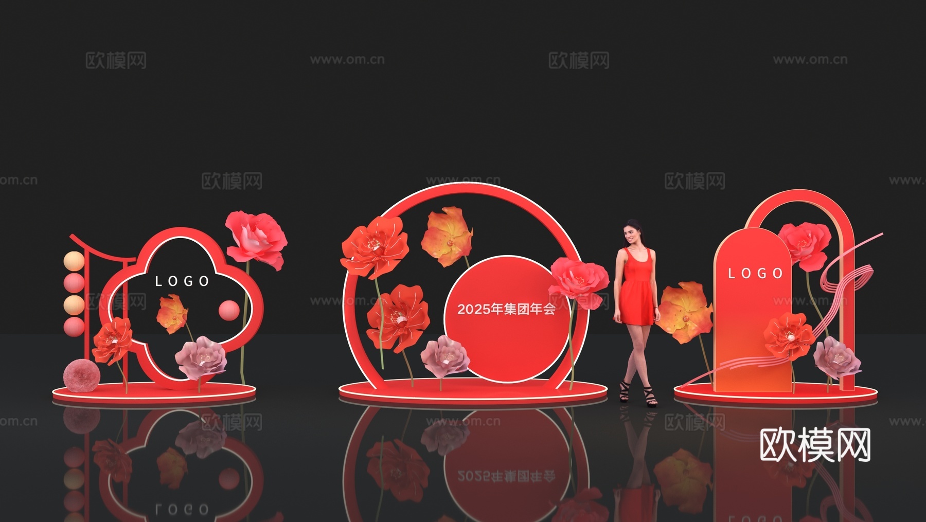 新中式合影点 打卡点 美陈 dp点 新年点位 中式美陈 国风3d模型下载（渲染图3）