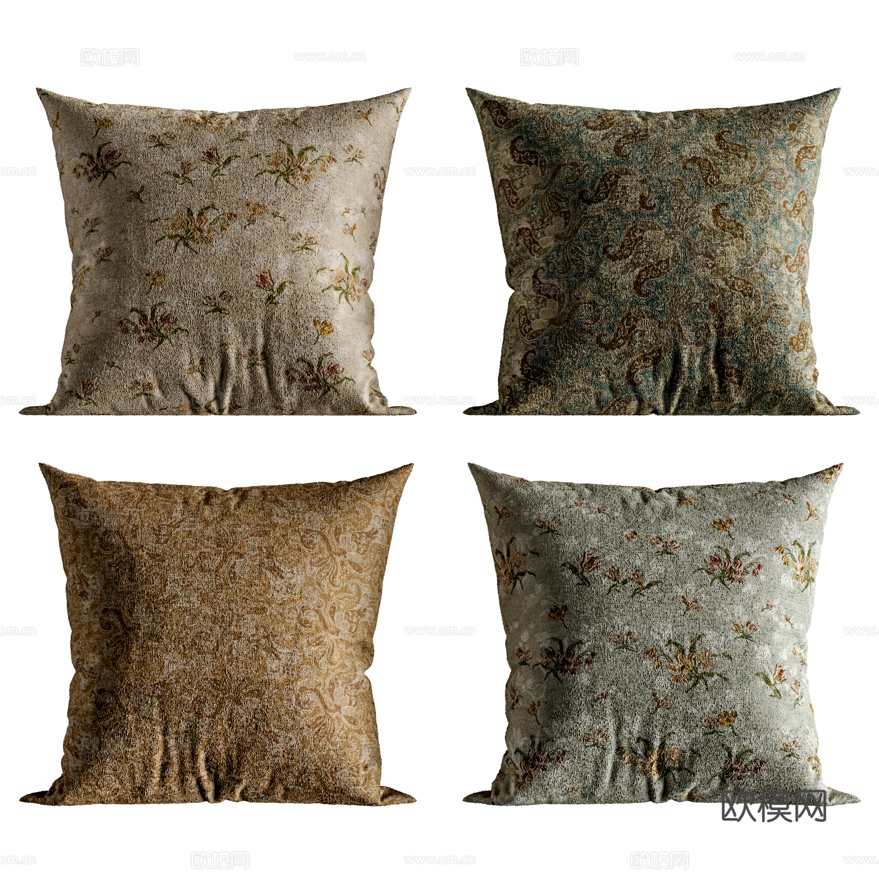 方形抱枕 沙发抱枕 美式田园风抱枕 复古抱枕su模型