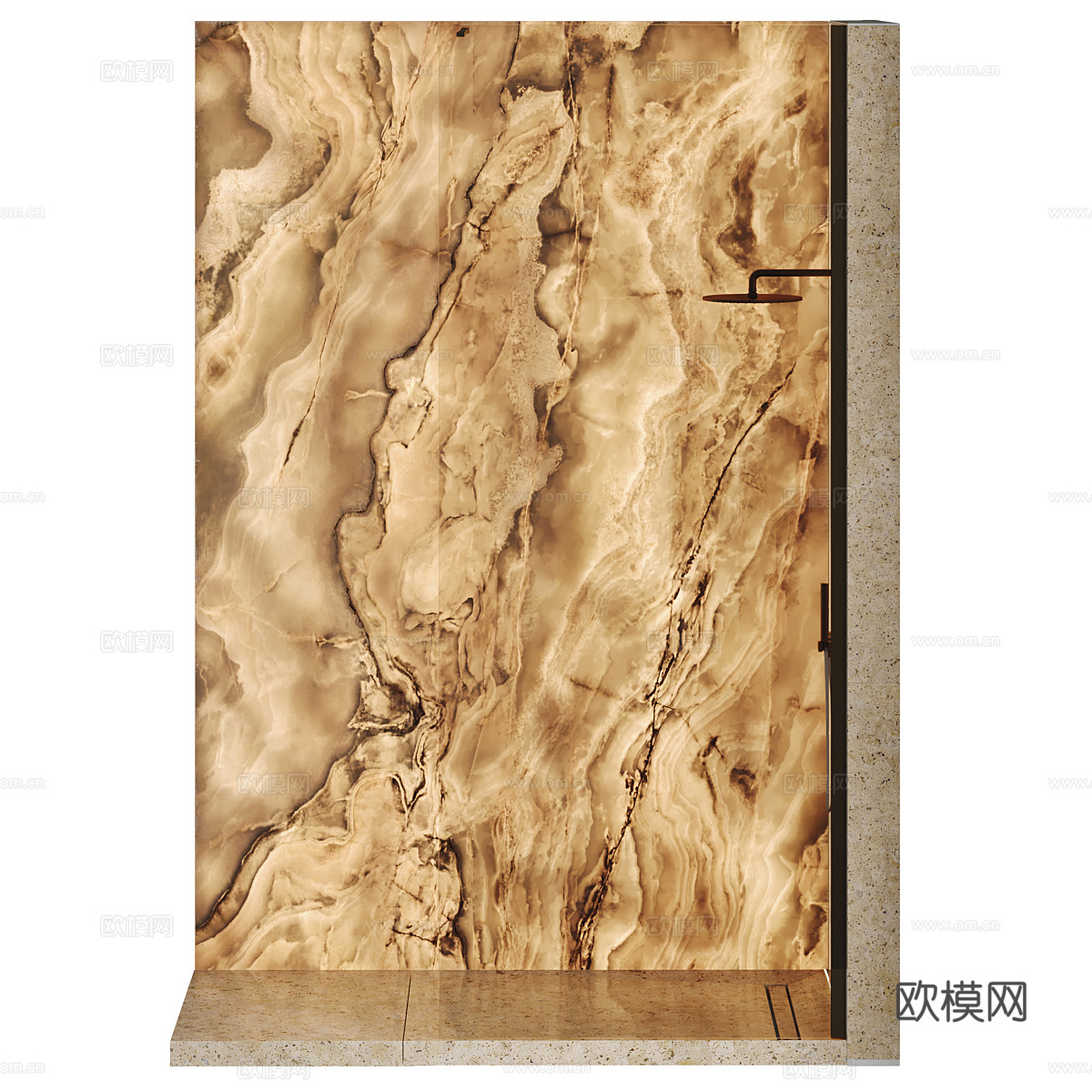 现代意式轻奢透光石淋浴房3d模型下载（渲染图3）