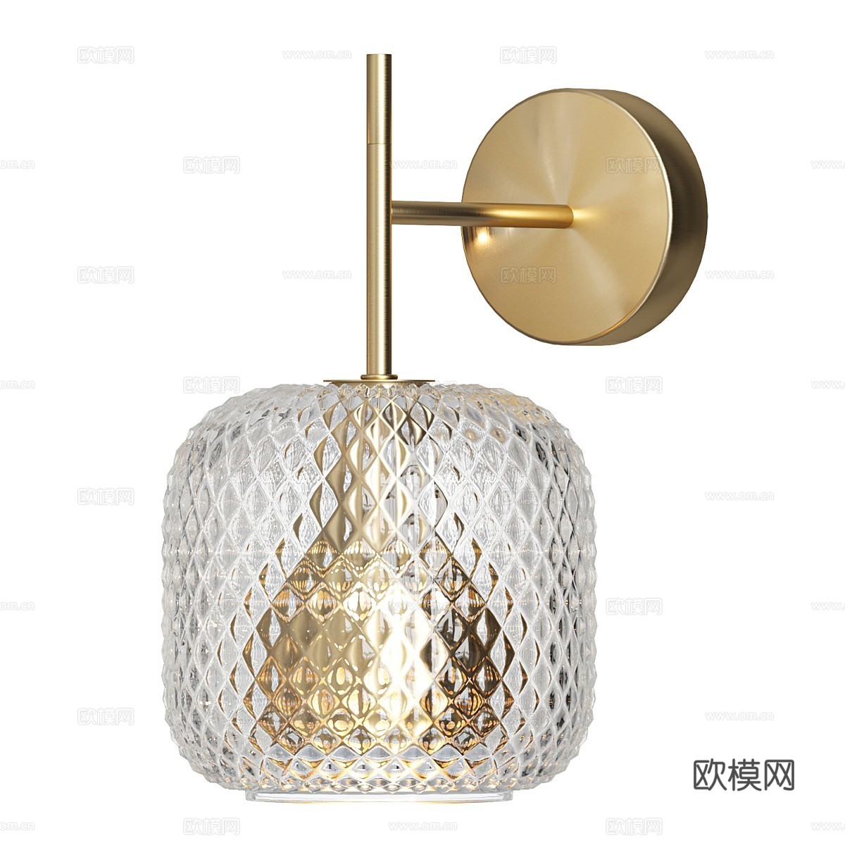 现代轻奢 Mistinguett 金属玻璃壁灯3d模型下载（渲染图1）
