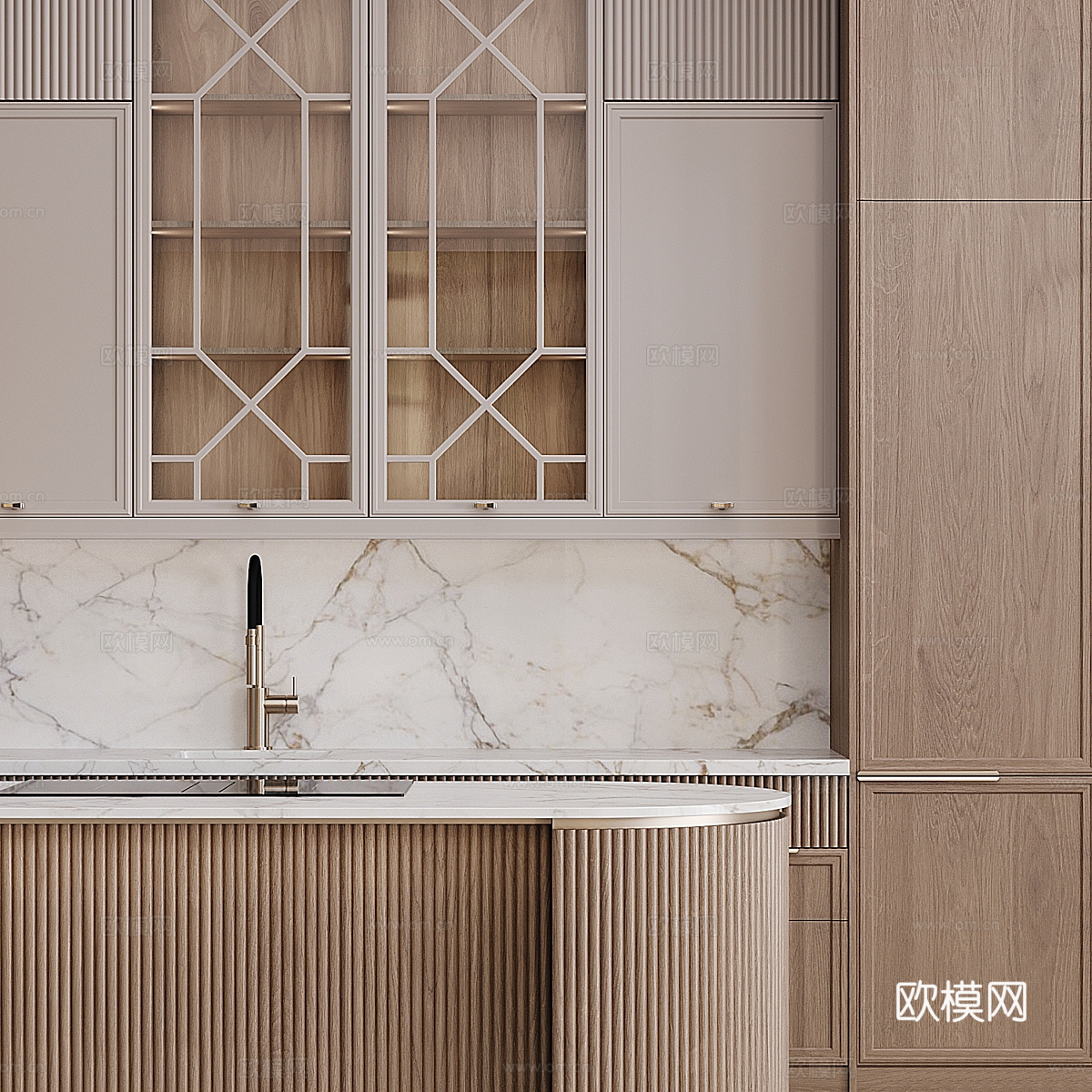 新古典主义橱柜 岛台3d模型下载（渲染图6）