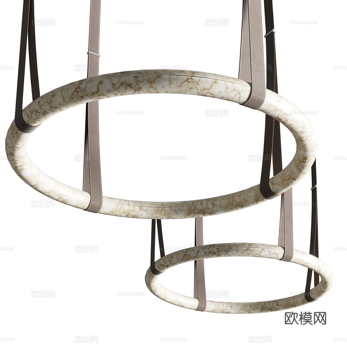 现代意式圆形透光石皮带装饰吊灯3d模型下载（渲染图2）
