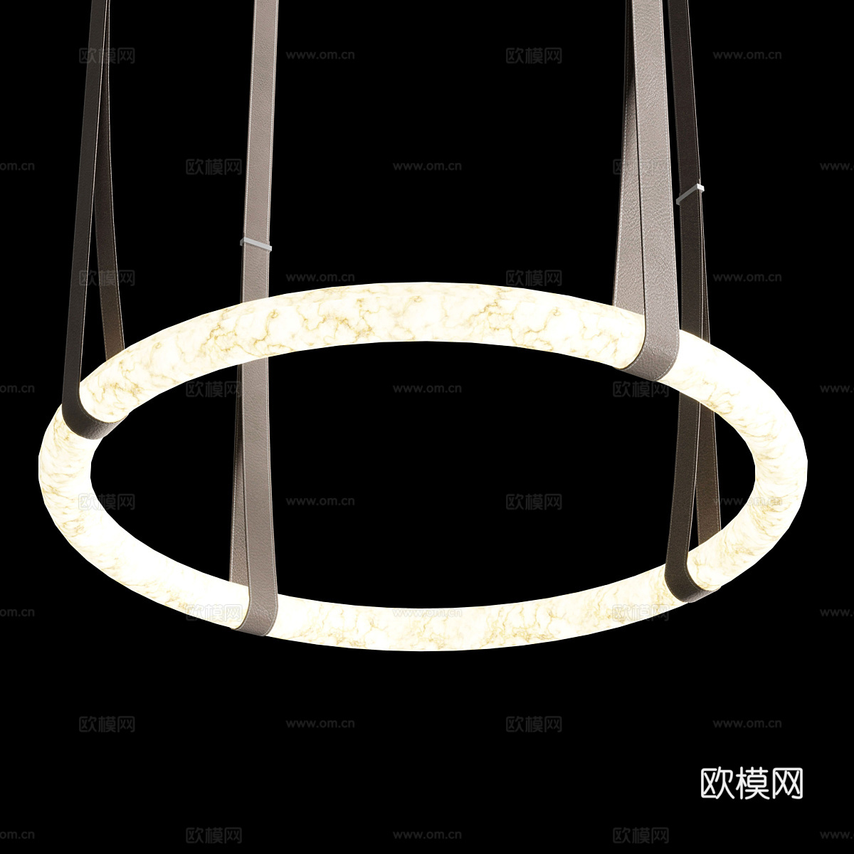 现代意式圆形透光石皮带装饰吊灯3d模型下载（渲染图3）