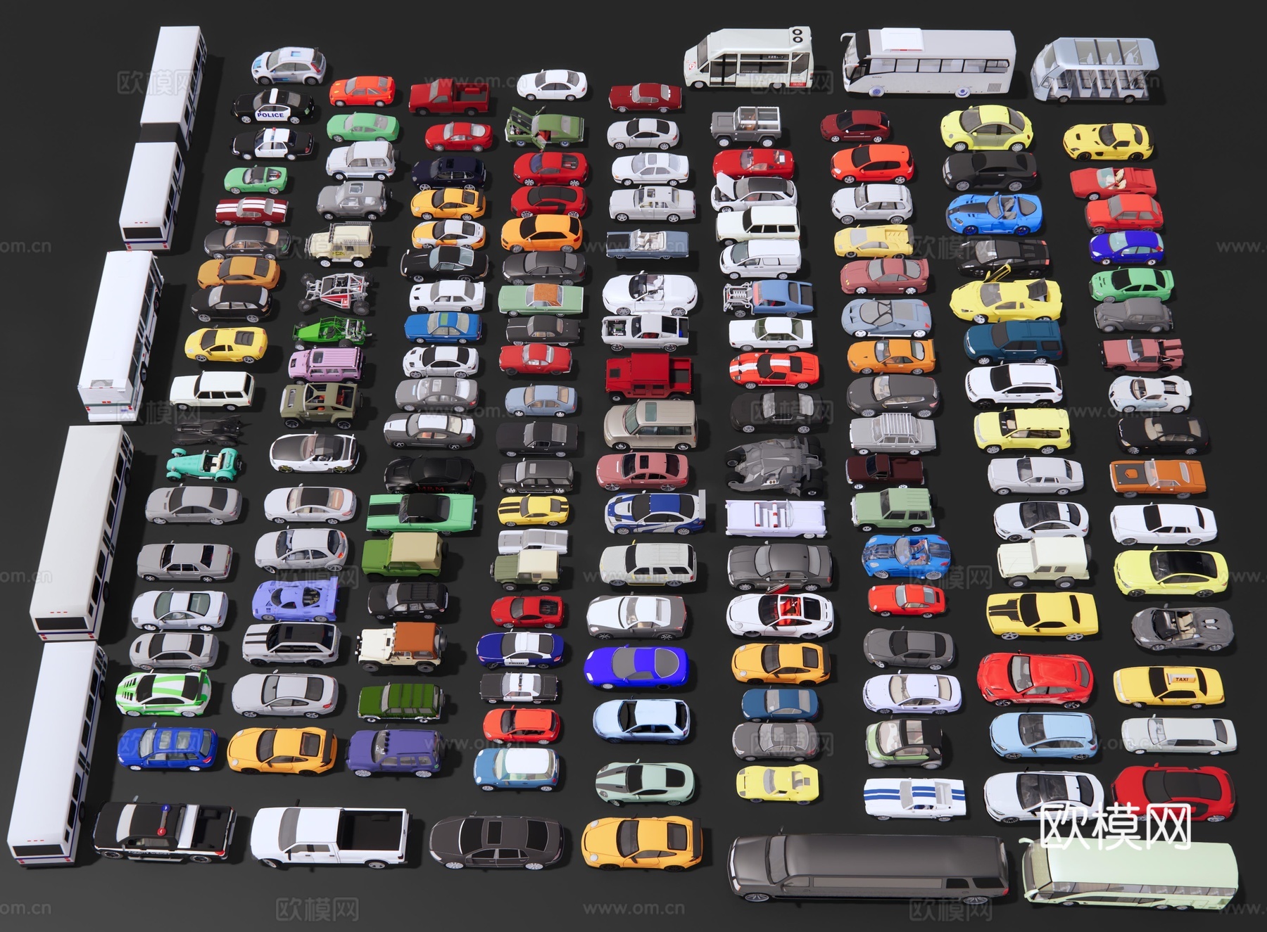 现代汽车 轿车 跑车 客车 货车 大巴车 公交车  面包车3d模型下载