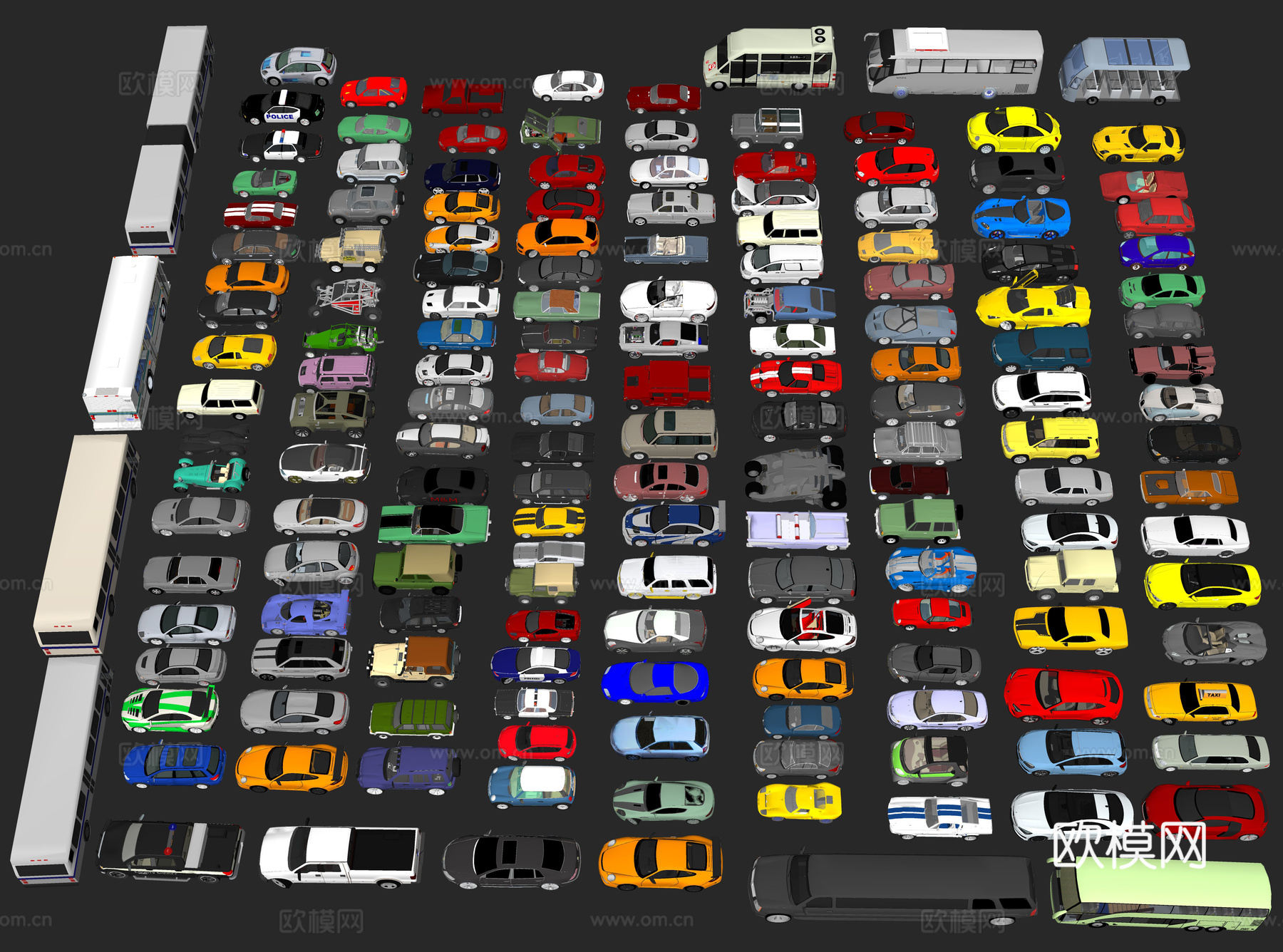 现代汽车 轿车 跑车 客车 货车 大巴车 公交车  面包车su模型