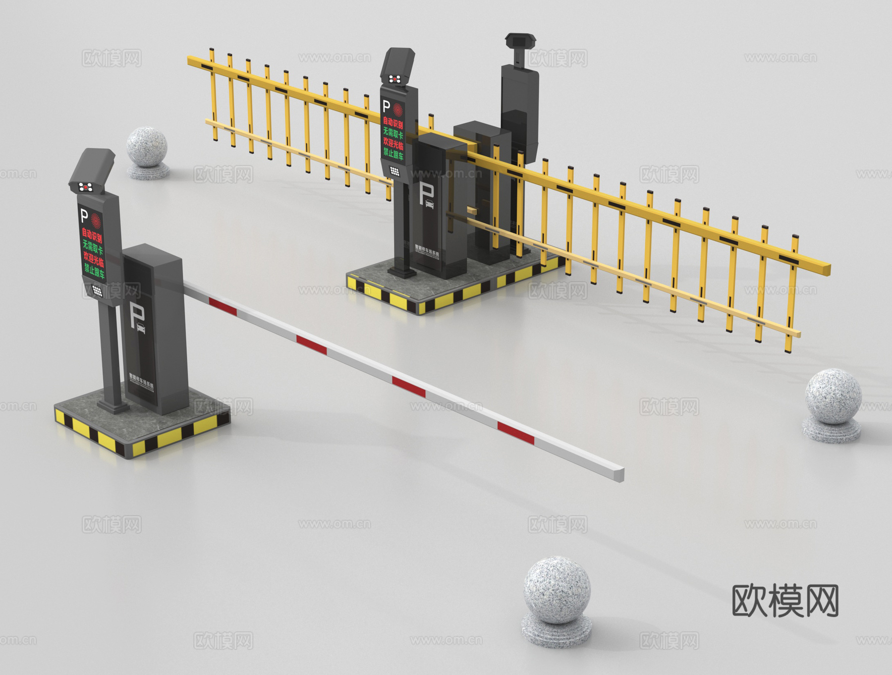 现代闸门 闸机 停车收费杆 升降杆su模型