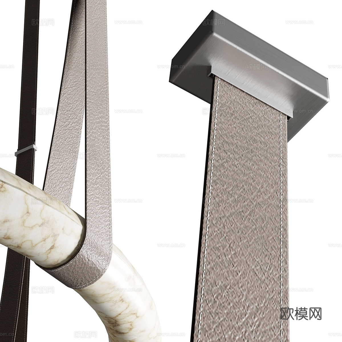 现代意式圆形透光石皮带装饰吊灯3d模型下载（渲染图4）