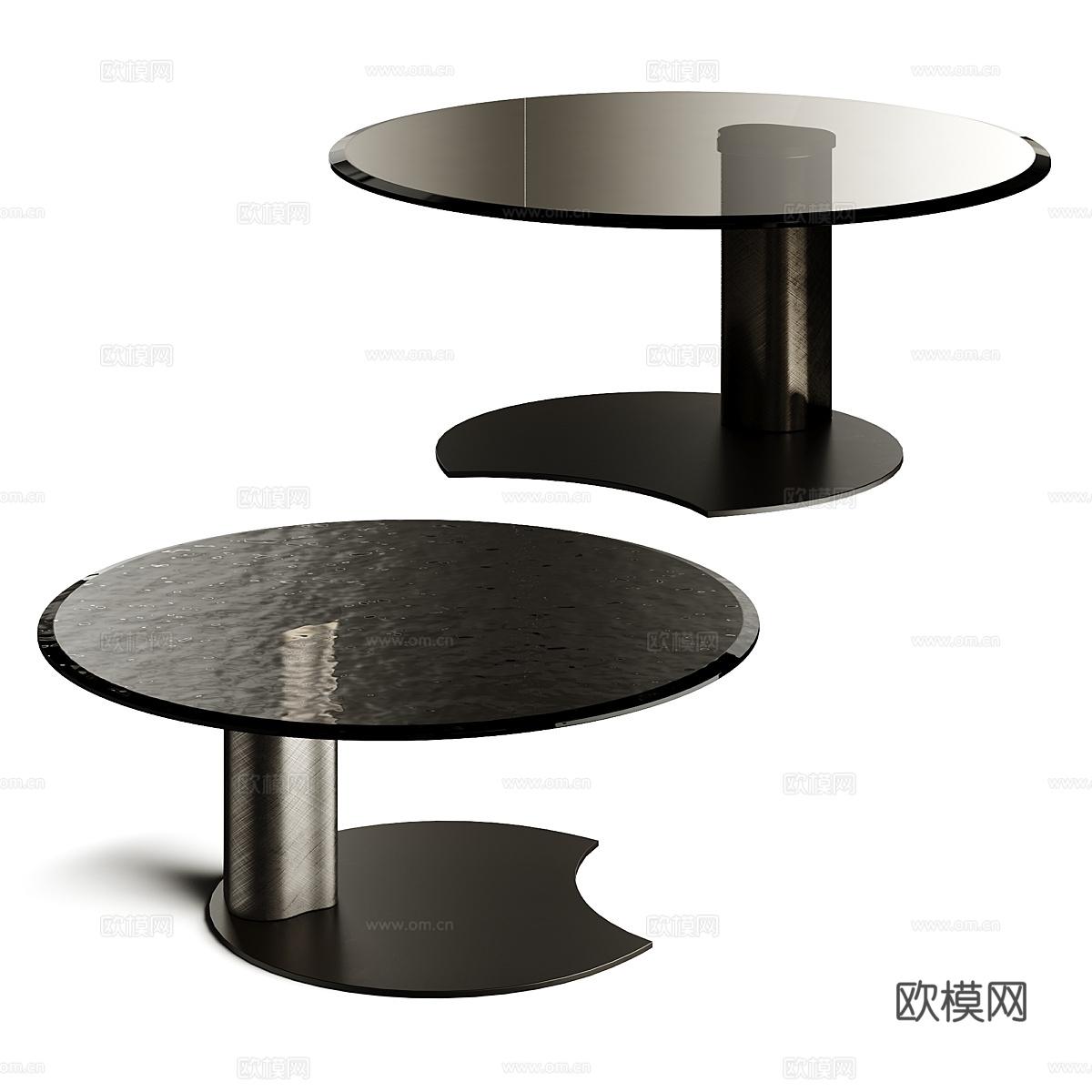 现代意式轻奢金属玻璃茶几组合3d模型