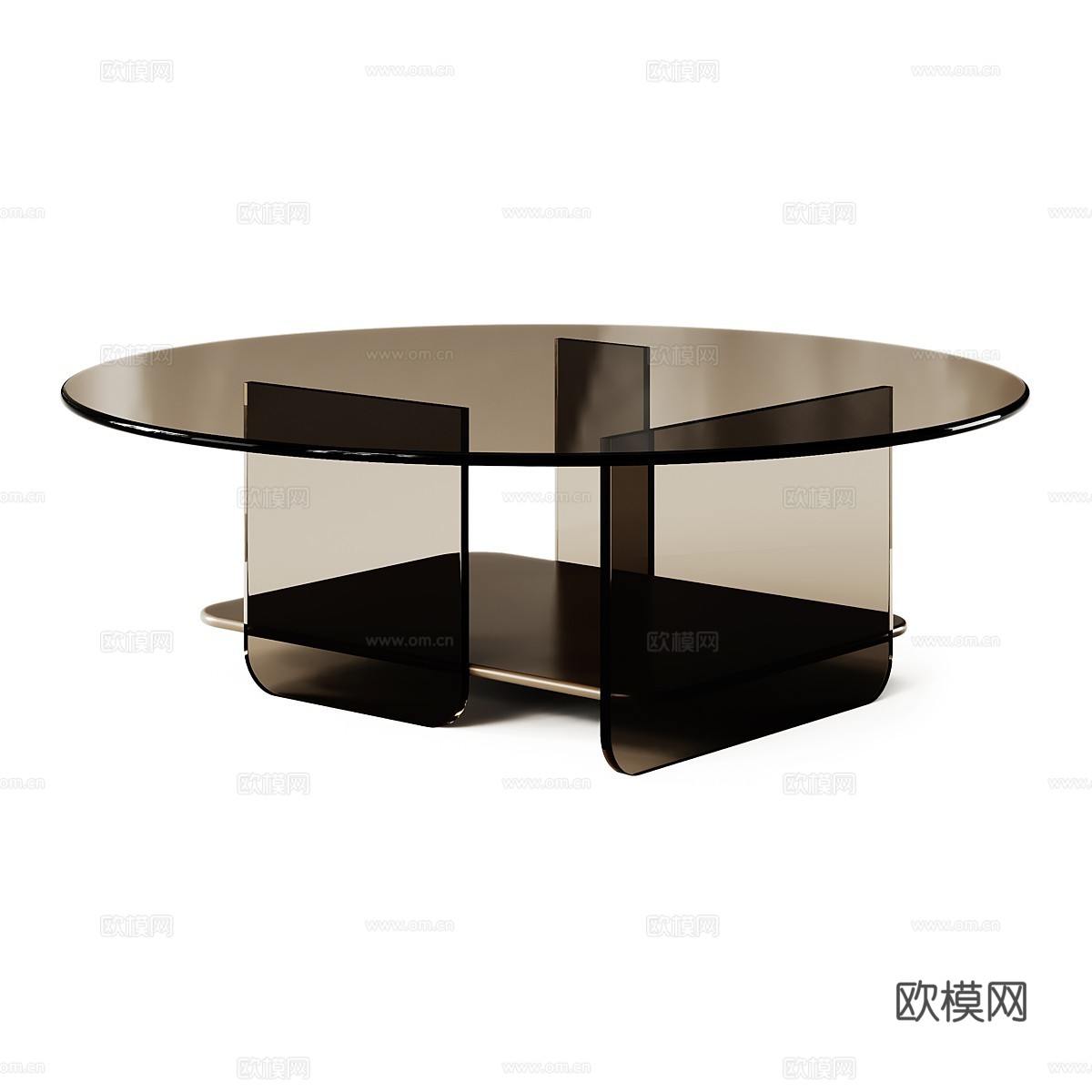 现代意式极简金属玻璃茶几组合3d模型