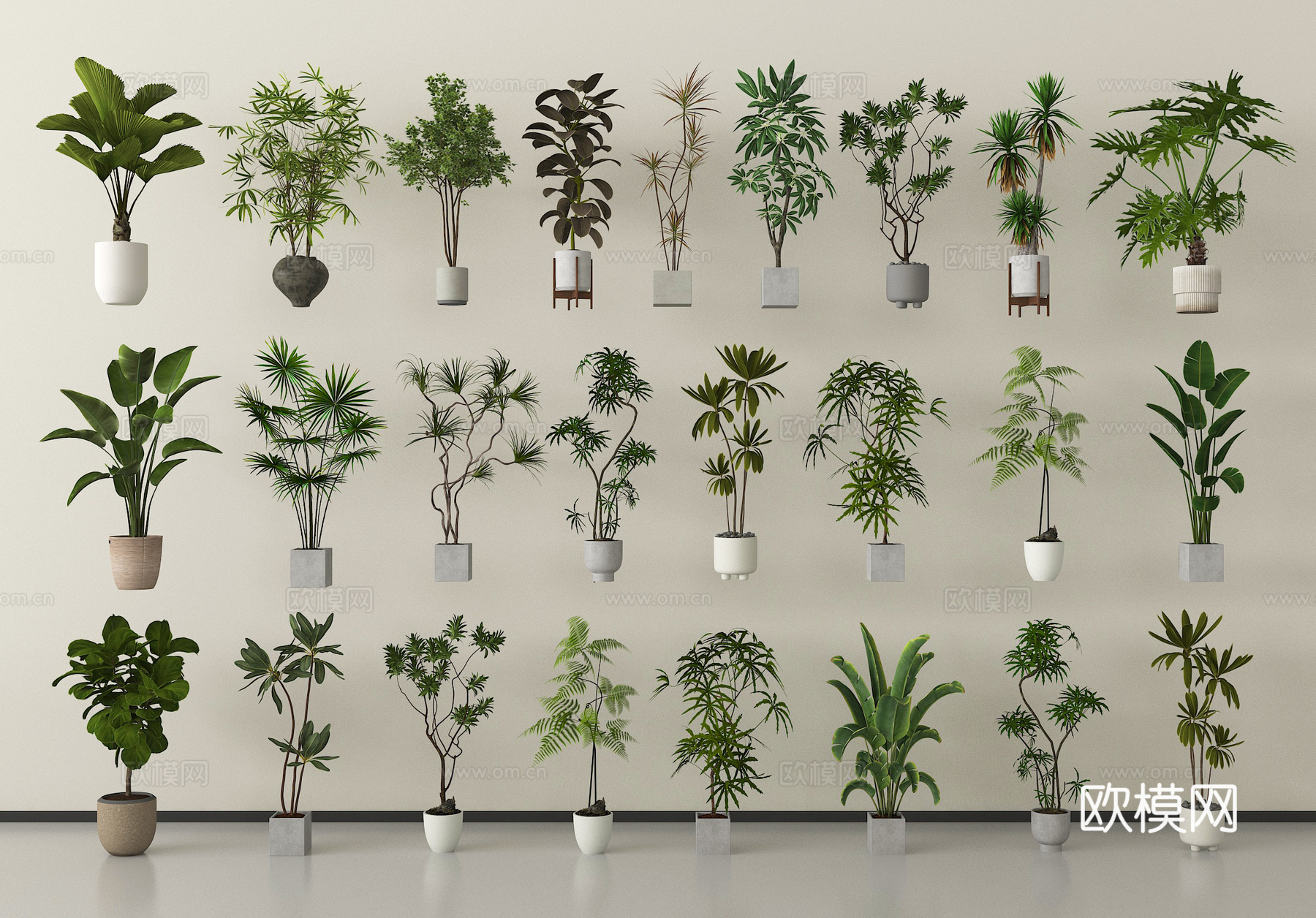 盆栽 绿植 盆栽 绿植盆栽组合3d模型下载