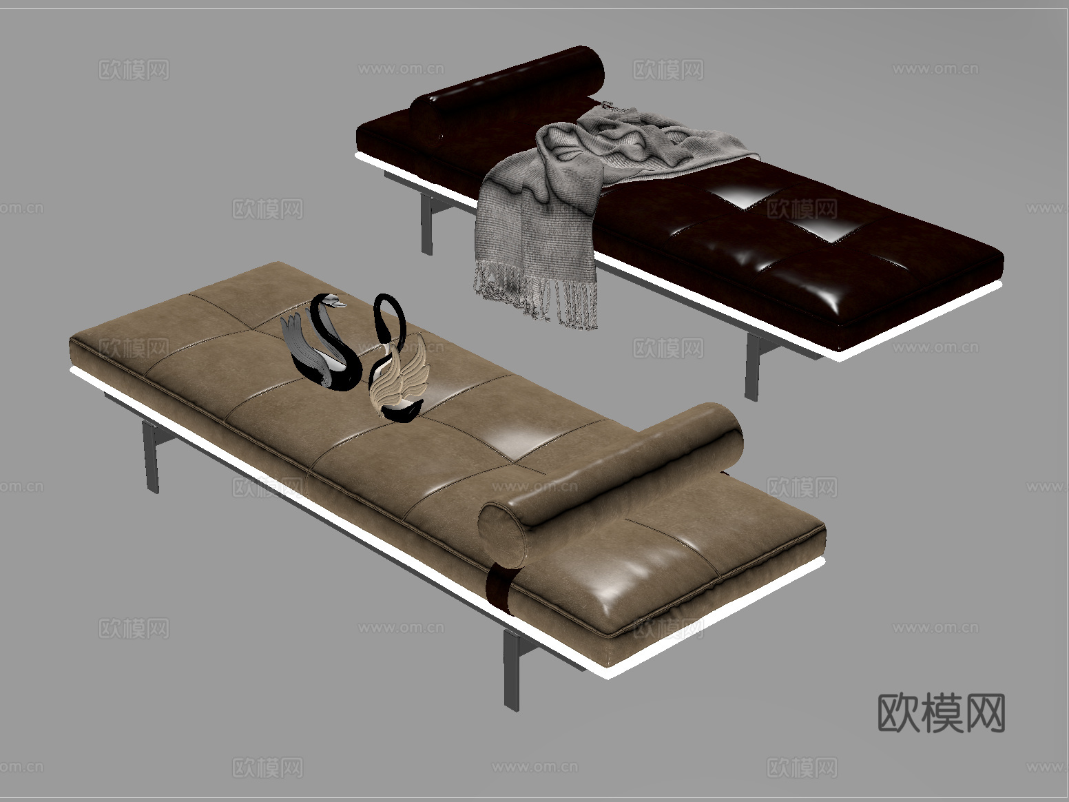 现代沙发凳 床尾凳su模型