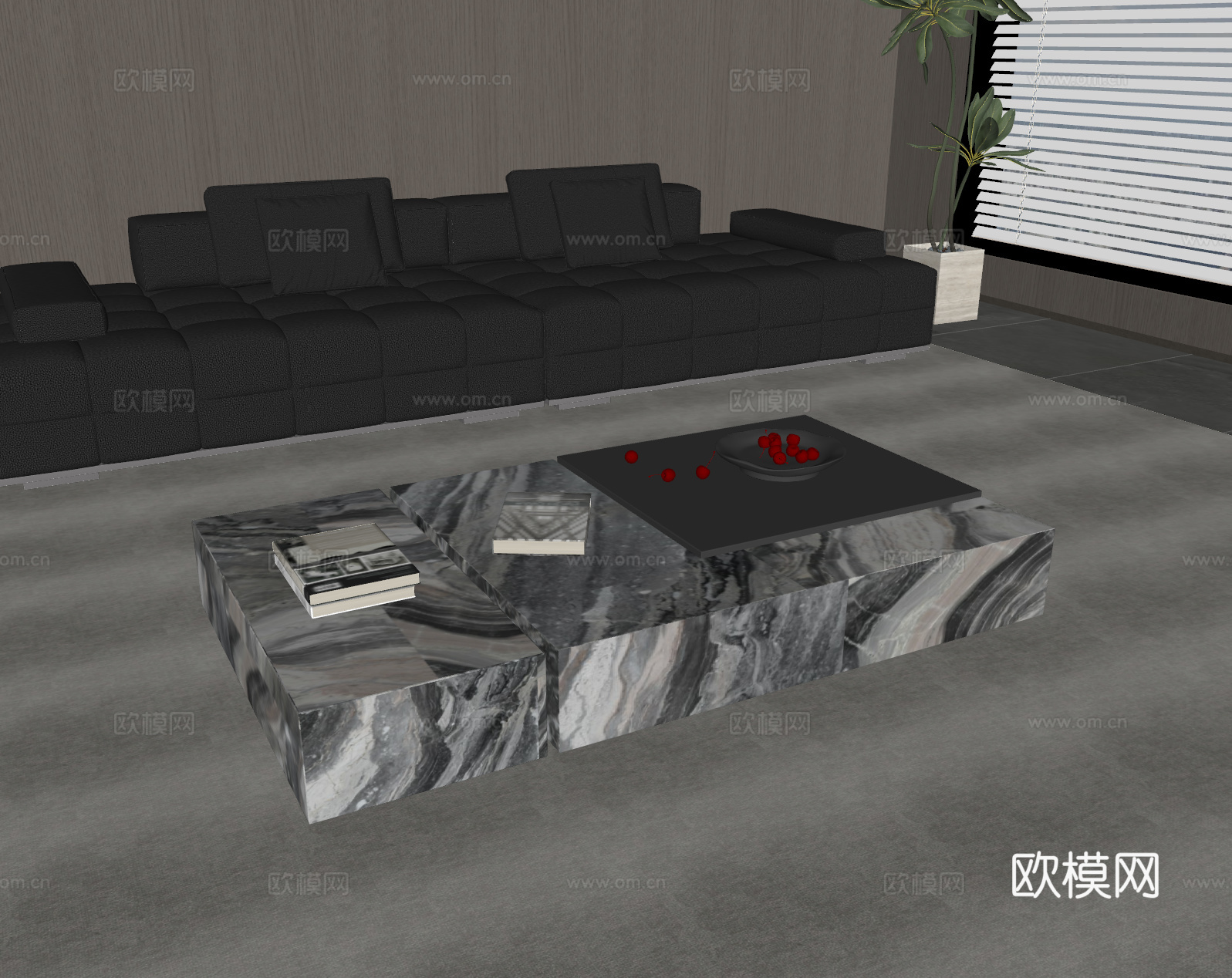 现代意式茶几 大理石茶几su模型