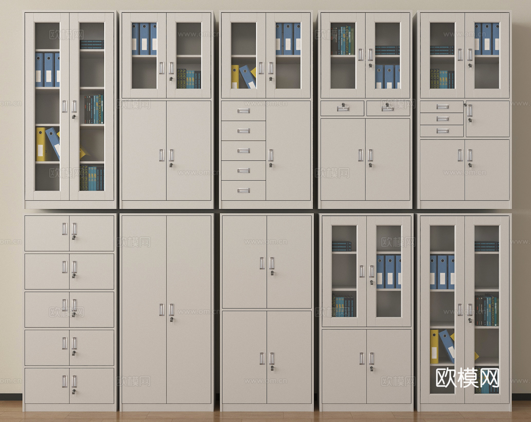 现代文件柜 档案柜 资料柜 铁皮柜 办公用品su模型