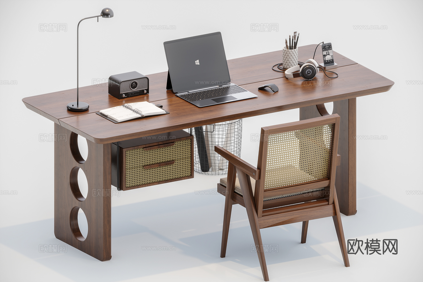 中古风书桌su模型