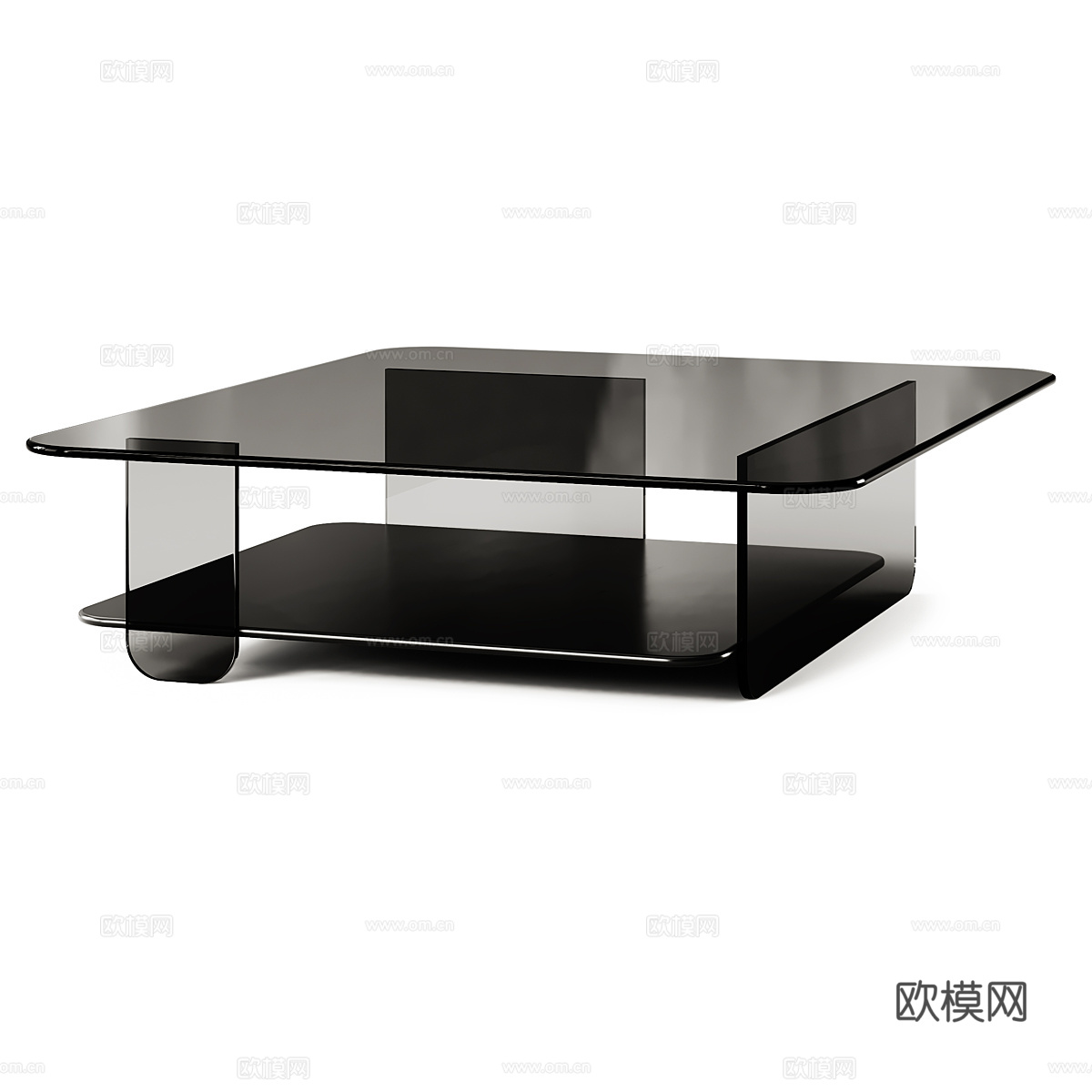 现代意式极简金属玻璃茶几组合3d模型