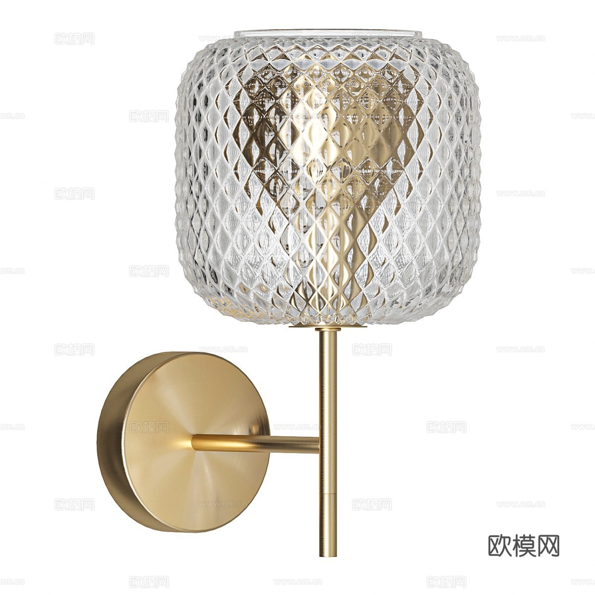 现代轻奢 Mistinguett 金属玻璃壁灯3d模型下载（渲染图2）
