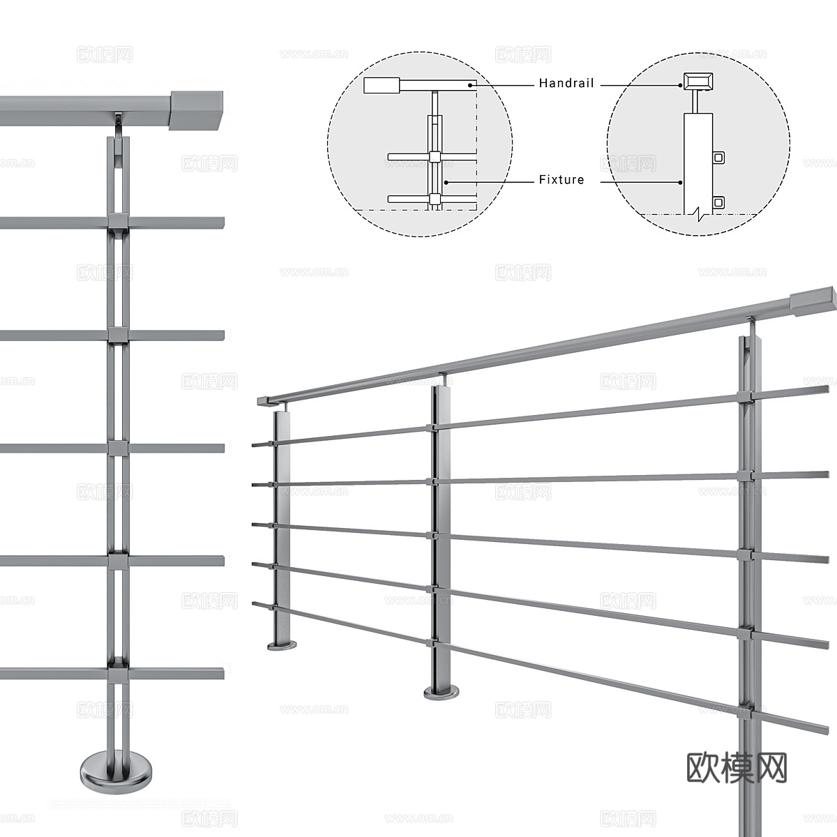金属栏杆3d模型下载