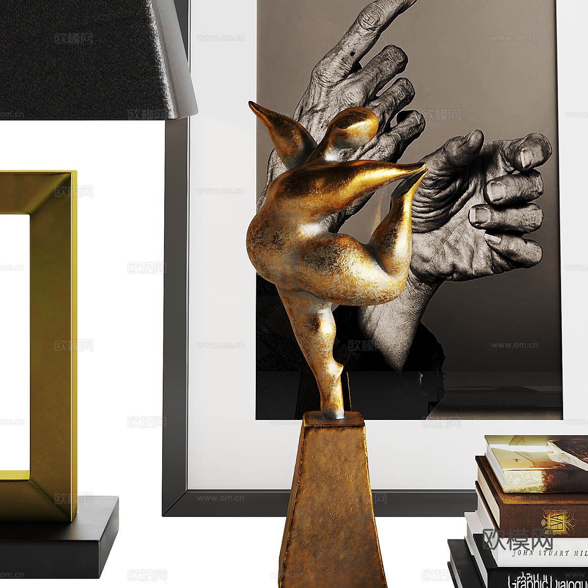 新中式轻奢饰品摆件组合3d模型下载（渲染图3）