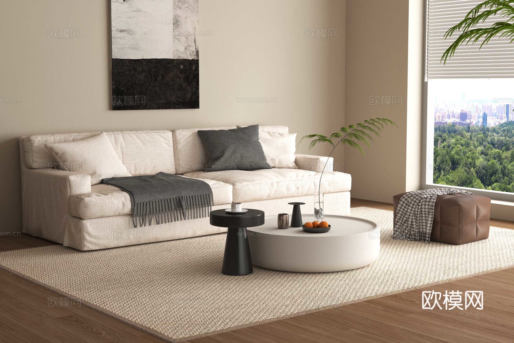 现代双人沙发su模型