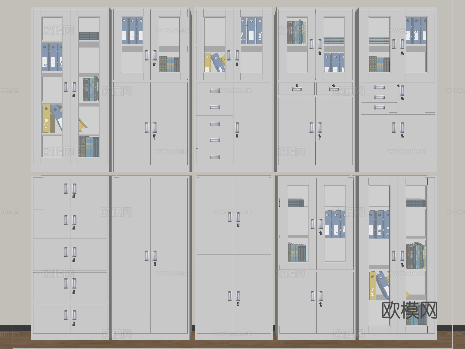 现代文件柜 档案柜 资料柜 铁皮柜 办公用品su模型