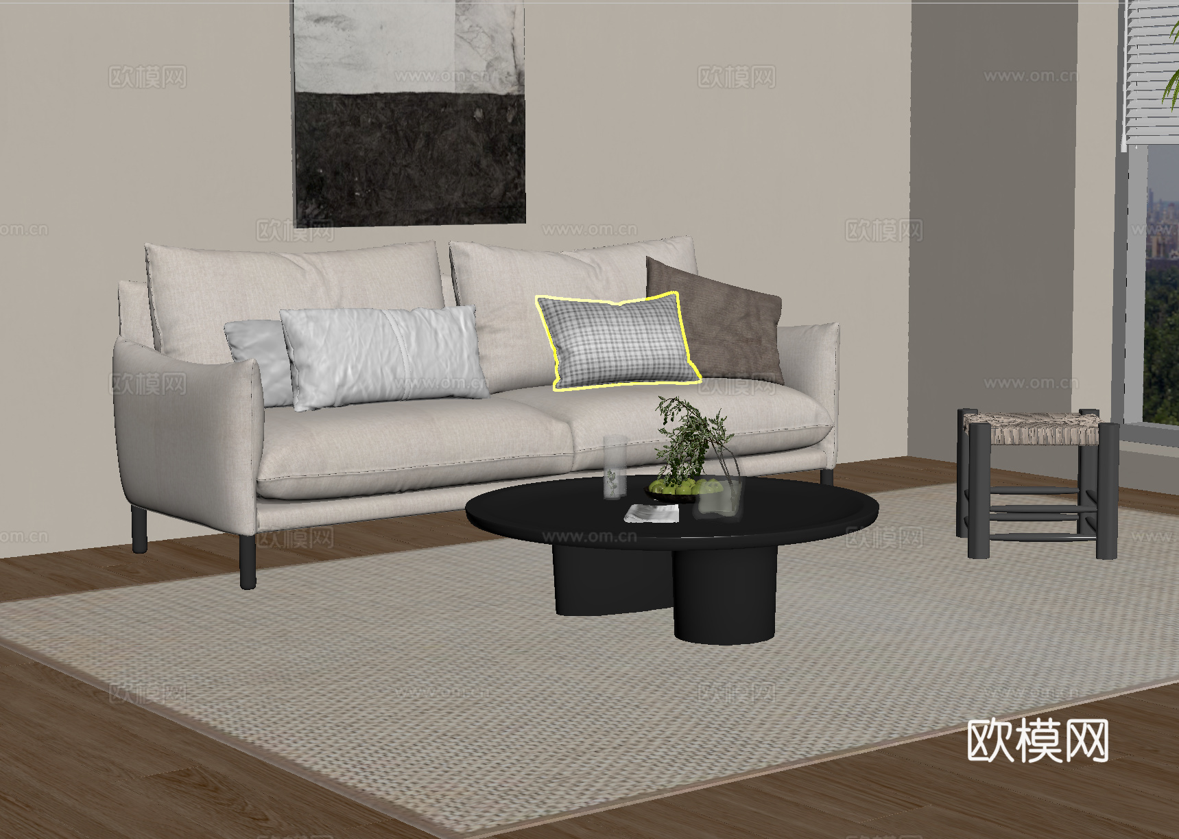 现代双人沙发su模型